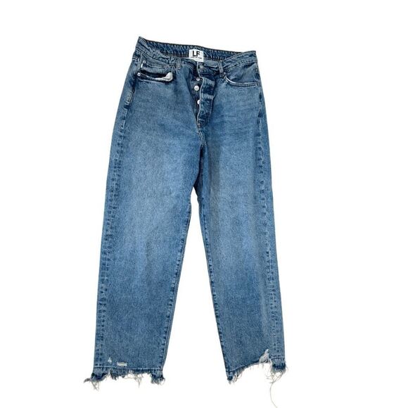 Lovers and Friends Womens Blue Ryan High Rise Rigid Loose Straight Jeans Size 30 - Picture 1 of 9